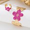 Flower Iron Enamel Cuff Bangles & Cuff Rings Sets for Women, Golden, Camellia, Inner Diameter: 60mm & 18mm