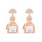 Zinc Alloy Rhinestone Dangle Stud Earrings, Perfume Bottle, with Enamel & Imitation Pearl, Golden, White, 51x26mm