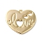 Valentine's Day Brass Pendants, Cadmium Free & Nickel Free & Lead Free, Heart with Word, Real 18K Gold Plated, 16x18.5x1.5mm, Hole: 1.2mm