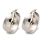 Tarnish Resistant 202 Stainless Steel Hoop Earring, with 304 Stainless Steel Pins for Women, Stainless Steel Color, 32x13.5mm