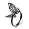 Hollow Butterfly Alloy Adjustable Rings for Women, Lead Free & Cadmium Free, Black, 18mm, Inner Diameter: 18mm