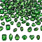 AHADEMAKER 1 Set Teardrop/Horse Eye/Heart/ Flat Round/Oval/Rectangle Octagon Shape Sew on Rhinestone, Glass Rhinestone, 4-Hole Links, with Stainless Steel Setting, Garment Accessories, Fern Green, 12~18x9~13x5.5~7mm, Hole: 1.2mm, 20pcs/style, 6 style, 120pcs/set