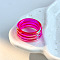 Plastic Finger Rings for Women, Stripe, Magenta, Inner Diameter: 18mm