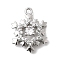 Christmas Brass Micro Pave Cubic Zirconia Pendants, Rack Plating, Long-Lasting Plated, Cadmium Free & Lead Free, Platinum, Snowflake, 18x13x5mm, Hole: 1.2mm