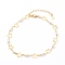 Brass Star Link Chain Anklets, with Glass Beads, Golden, 9-1/2 inch(24cm)
