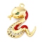 Brass Micro Pave Cubic Zirconia Pendants, Cadmium Free & Nickel Free & Lead Free, Snake Charms, with Enamel, Real 18K Gold Plated, 16x13.5x3.5mm, Hole: 1.2mm