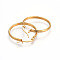 Ion Plating(IP) 304 Stainless Steel Hoop Earrings, Textured, Golden, 10 Gauge, 28x26x2.5mm, Pin: 1.2x0.7mm