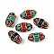 Handmade Indonesia Beads, Barrel, with Resin & Unplated Brass Findings, Mixed Color, 23.5~25x13~14mm, Hole: 1.8mm