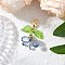 Flower Glass Pendants Decorations, with 304 Stainless Steel Lobster Claw Clasps, Steel Blue, 40mm