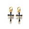 Brass Enamel Charms, with Jump Ring, Corss Charm, Rack Plating, Cadmium Free & Lead Free, Long-Lasting Plated, Golden, Blue, 11.5x6x1.5mm, Hole: 2.6mm