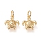 Brass Charms, Long-Lasting Plated, Sea Turtle, Real 18K Gold Plated, 12.3x11x2.5mm, Hole: 3mm, Jump Ring: 5x1mm, Inner Diameter: 3mm