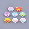 Resin Cabochons, with ABS Plastic Imitation Pearl, Shell with Bowknot, Mixed Color, 24x29x10mm