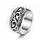 316 Stainless Steel Finger Ring with Enamel for Men, Leaf, US Size 8(18.1mm)