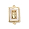 Brass Pave Natural White Shell Religion Connector Charms, Rectangle Virgin Links, Long-Lasting Plated, Lead Free & Cadmium Free, Rack Plating, Real 18K Gold Plated, 19.5x11x2mm, Hole: 1.2mm and 1.4mm