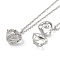 Brass with Rhinestone Pendant Necklaces, Iron Rolo Chains, Heart, Platinum, 31.89 inch(810mm)