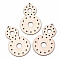 Undyed Natural Wooden Big Pendants, Laser Cut Shapes, Gourd, Antique White, 65x39.5x2mm, Hole: 1.8mm