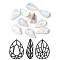 Faceted Teardrop K9 Glass Pointed Back Rhinestone Cabochons, Grade A, Back Plated, White Opal, 13x8x4.5mm