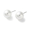 Imitation Pearl Stud Earrings, with 999 Fine Silver Pins, Round, Platinum, 23x12mm