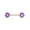 Brass Enamel Purple Flower Barbell Nipple Rings, with 316L Stainless Steel Pins, Golden, 37mm