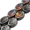 Electroplate Glass Beads Strands, Half Plated, Oval with Flower, Black, 14x10.4x4.8mm, Hole: 1.2mm, about 45pcs/strand, 25.04 inch(63.6cm)