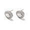 Clear Cubic Zirconia Oval Stud Earrings, Long-Lasting Plated Brass Jewelry for Women, Cadmium Free & Lead Free, Real Platinum Plated, 11x9mm, Pin: 1mm