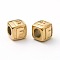 Ion Plating(IP) 304 Stainless Steel European Beads, Large Hole Beads, Horizontal Hole, Cube with Letter, Golden, Letter.F, 8x8x8mm, Hole: 4mm