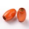Dyed Barrel Natural Wood Beads, Lead Free, Orange Red, 28~30x20mm, Hole: 8.5~10.5mm