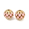 Alloy Enamel Beads, Round, Golden, Pink, 10.5mm, Hole: 2mm