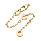 Brass Chain Extender, Cadmium Free & Nickel Free & Lead Free, with Clasps, Real 18K Gold Plated, 100mm, Hole: 3mm