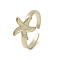Brass Adjustable Open Rings, Cadmium Free & Nickel Free & Lead Free, Starfish, Inner Diameter: 17.4mm