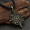 Alloy Viking Compass Pendant Necklaces, Black Waxed Cord Necklaces for Men, Antique Bronze, 25.04 inch(63.6cm)