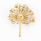 Dandelion Brooch, 201 Stainless Steel Flower Lapel Pin for Backpack Clothes, Nickel Free & Lead Free, Golden, 52.5x41.5x6.5mm, Pin: 0.7mm