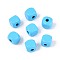 Spray Painted Wooden Beads, Square, Deep Sky Blue, 8x8x8mm, Hole: 2.5~3mm