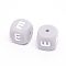 Silicone Beads, Cube with Letter.E, Gray, 12x12x12mm, Hole: 2mm