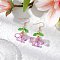 304 Stainless Steel Glass Dangle Earrings, Flower, Golden, Plum, 45x24mm
