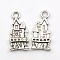 Tibetan Style Alloy Pendants, Castle, Cadmium Free & Lead Free, Antique Silver, 21x10x3mm, Hole: 3mm
