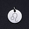 Non-Tarnish 201 Stainless Steel Charms, Twelve Constellations, with Jump Rings, Flat Round, Leo, 12x1mm, Hole: 3.5mm