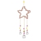 Natural Rose Quartz Chip Wrapped Metal Star Hanging Ornaments, Glass Teardrop Tassel Suncatchers for Home Garden Outdoor Decoration, 100mm
