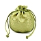 Chinese Style Cloth Pouches Drawstring Bags for Jewelry Storage, Half Round, Yellow Green, 11x11cm