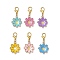 Alloy Enamel Flower Pendant Decorations, Alloy Lobster Claw Clasps Charms for Bag Ornaments, Mixed Color, 32.5mm