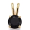 Brass Micro Pave Cubic Zirconia Pendants, Real 18K Gold Plated, Long-Lasting Plated, Flat Round, Black, 13.5x7x5mm, Hole: 6x2mm