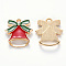 Alloy Enamel Pendants, for Christmas, Jingle Bell, Light Gold, Red, 16x14.5x3mm, Hole: 1.6mm
