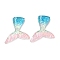 Resin Cabochons, with Paillette, Fishtail, Pink, 30x27x4.5mm