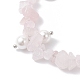 Браслеты из круглых бусин из натурального розового кварца и стеклянных ракушек BJEW-JB12303-03-3
