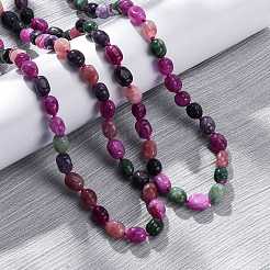Натуральные окрашенные малайзийские нефритовые самородки из бисера длинные ожерелья для женщин NJEW-F340-A08