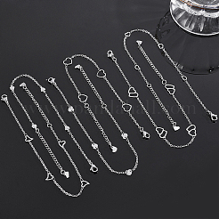 6 шт. 6 стиля браслетов на ногу из нержавеющей стали 304 с цепочкой&nbsp;AJEW-UN0001-12