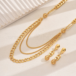 Элегантный набор из многослойных ожерелий и серег из железного материала для женщин&nbsp;YG6401