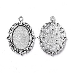 Тибетский стиль старинное серебро литые сеттинги кабошон плоский овал подвесные TIBEP-M022-19AS