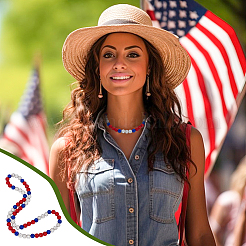 День независимости полимерная глина стразы круглые бусины эластичные ожерелья для женщин&nbsp;NJEW-PH01574