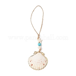 Подвесные украшения из ракушек с гальваническим покрытием&nbsp;HJEW-JM04566